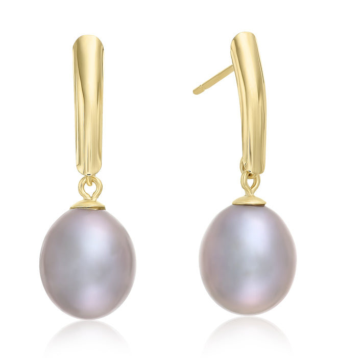 14k Solid White Gold Pearl Drop Earrings with Butterfly Backings
