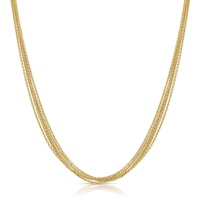 925 Sterling Silver Gold Plated Italian Multi-Row Cable Chain Necklace