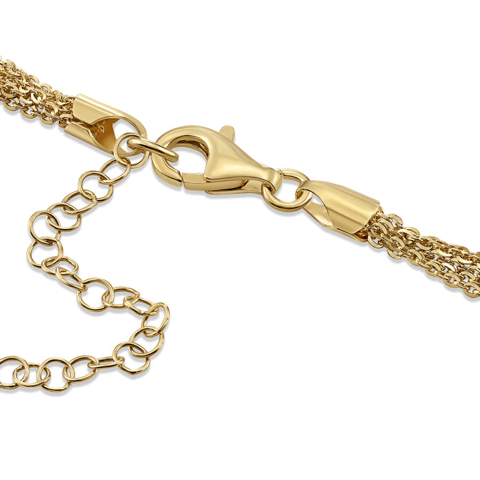 925 Sterling Silver Gold Plated Italian Multi-Row Cable Chain Bracelet, Adjustable 7"-8"