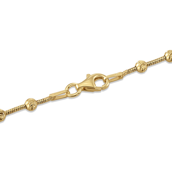 925 Sterling Silver Diamond-Cut Beaded Moon Chain