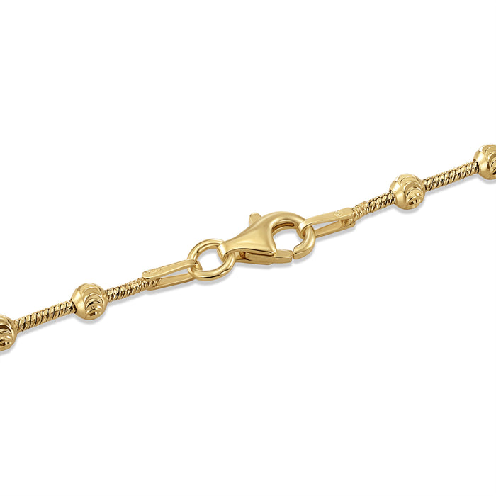 925 Sterling Silver Diamond Cut Beaded Moon Chain