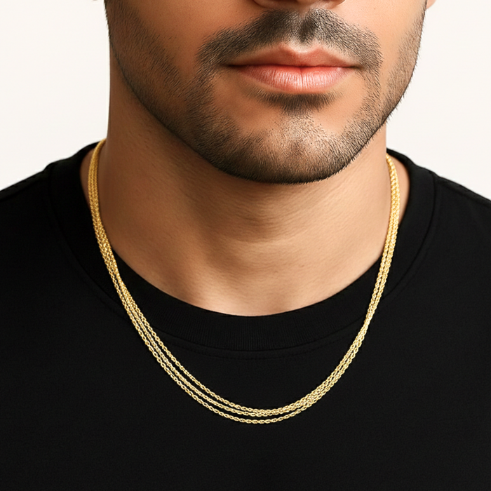 925 Sterling Silver Gold Plated Italian Multi-Row Cable Chain Necklace