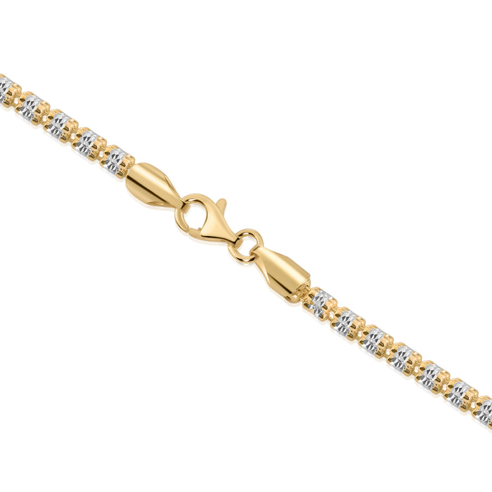 Sterling Silver Two-tone Diamond-Cut Ice Chain