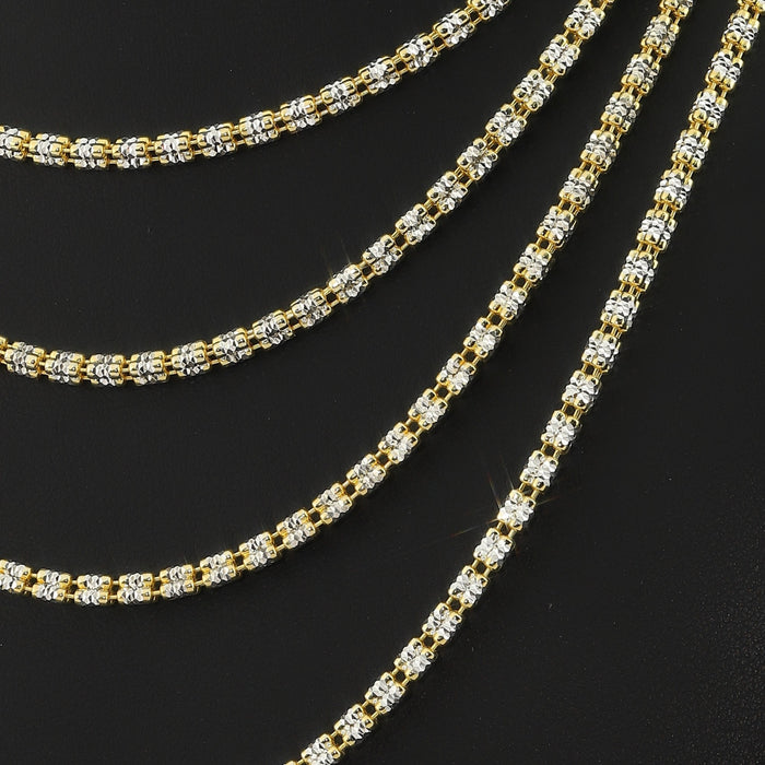 Sterling Silver Two-tone Diamond-Cut Ice Chain