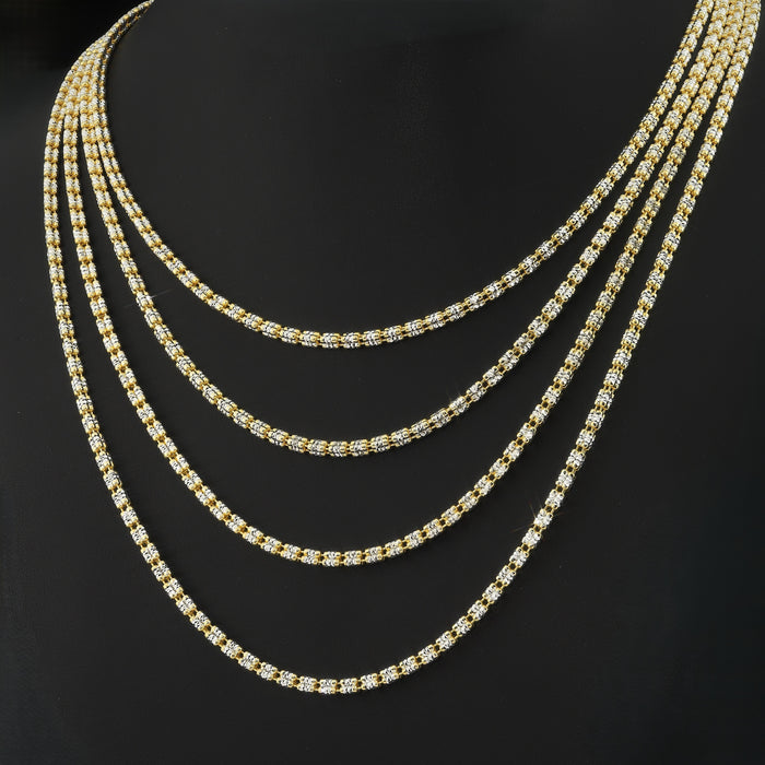 Sterling Silver Two-tone Diamond-Cut Ice Chain