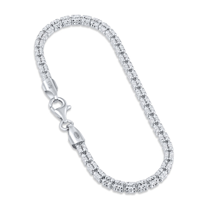 Sterling Silver Diamond-Cut Ice Chain Bracelet