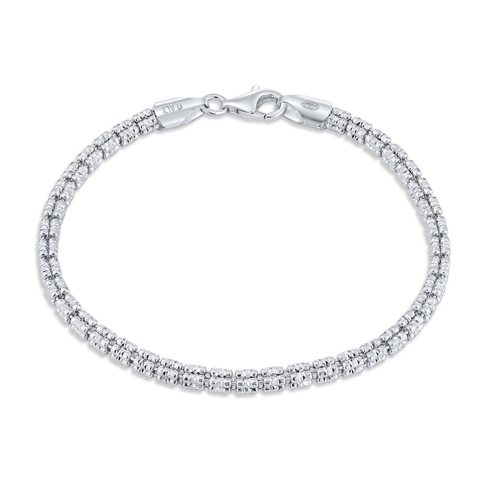Sterling Silver Diamond-Cut Ice Chain Bracelet