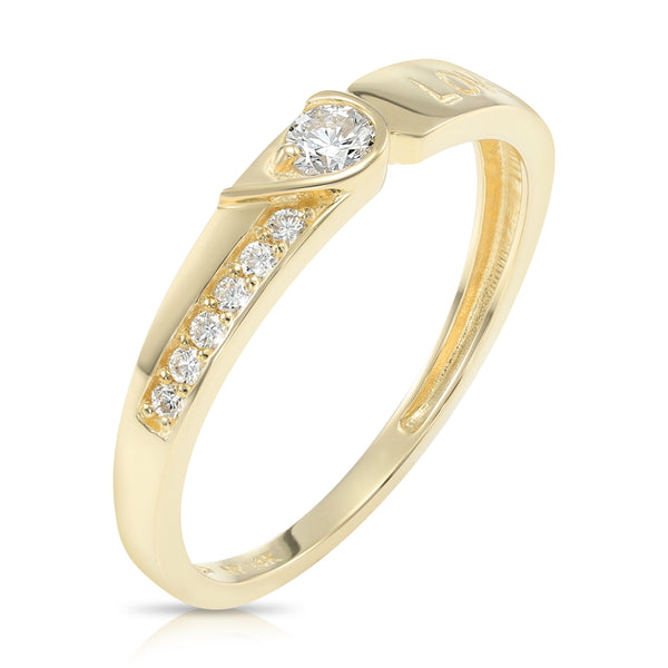 14K Yellow Gold Lab Diamond Stackable Love Engraved Ring - NYR1159120LD
