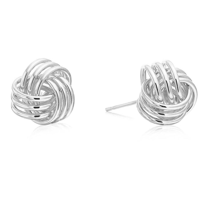 14k White Gold Polished Love Knot Stud Earrings - Pushback