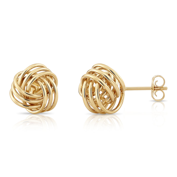 LIVE GOLD PRICE - 14k Yellow Gold Polished Love Knot Stud Earrings - Pushback 7mm 9mm 11mm