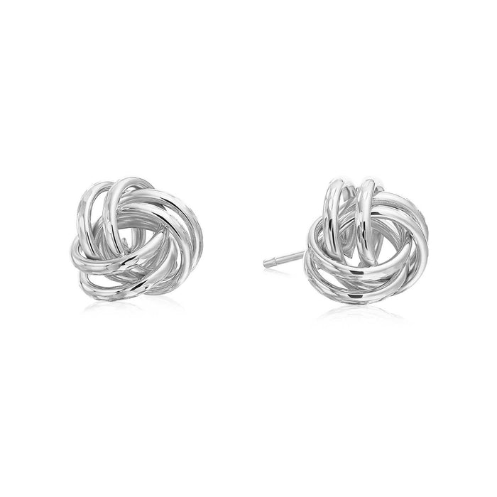 14K Gold Diamond Cut Love Knot Pushback Stud Earrings