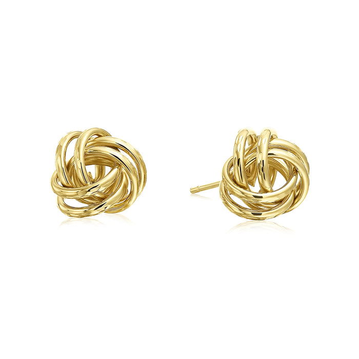 14K Gold Diamond Cut Love Knot Pushback Stud Earrings