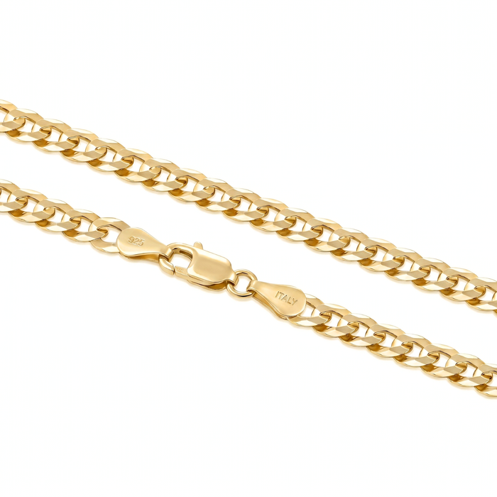 14K Gold Plated Sterling Silver Italian Curb Bracelet