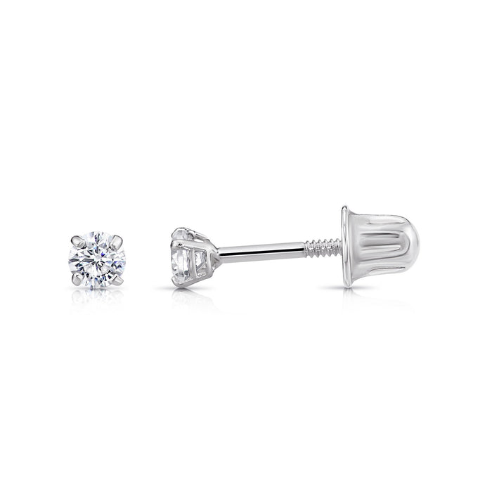 14K YELLOW GOLD & LAB DIAMOND SOLITAIRE STUD EARRINGS - SCREWBACK