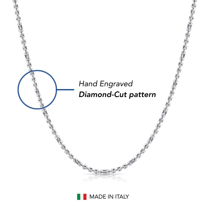 Sterling Silver Diamond-Cut Bead Necklace