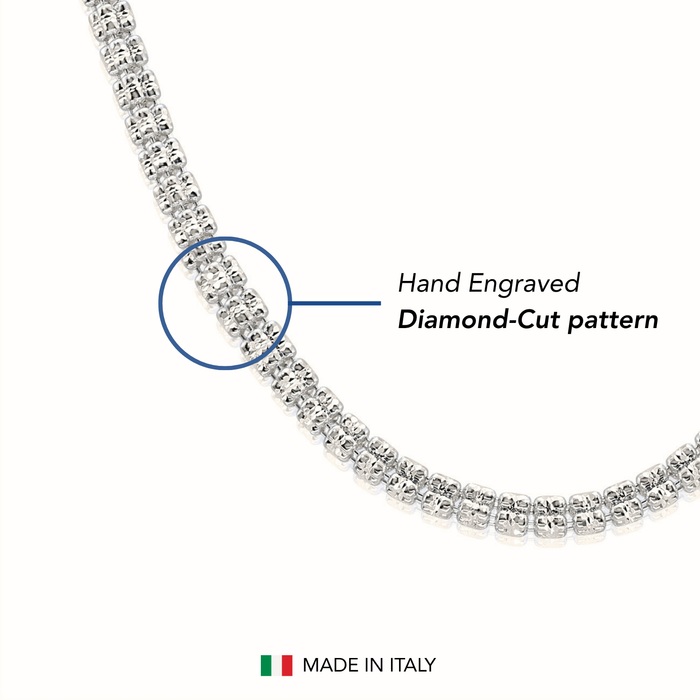 Sterling Silver Diamond-Cut Ice Chain Bracelet, Pyramid Design