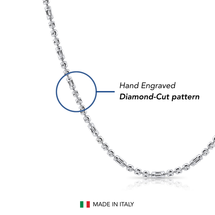 Sterling Silver Diamond-Cut Italian Bead Bracelet