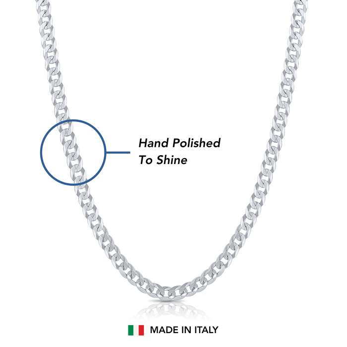 Sterling Silver Italian Curb Chain, Lobster Lock