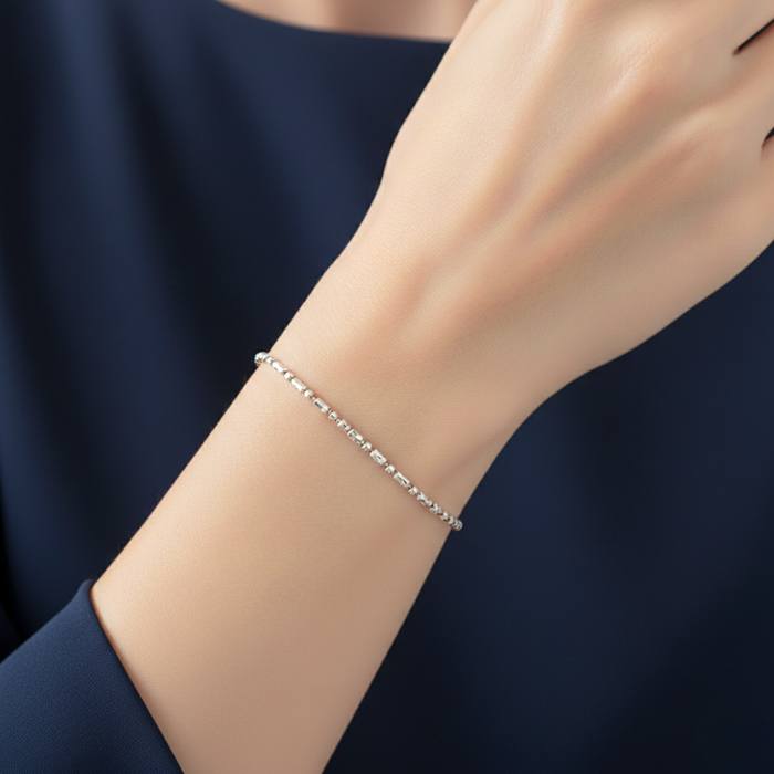 Sterling Silver Diamond-Cut Bead Bracelet
