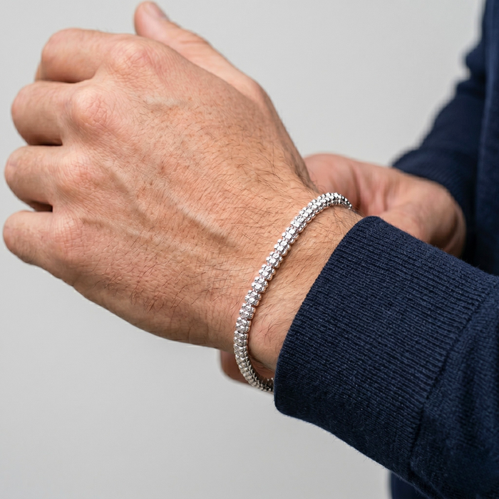 Sterling Silver Diamond-Cut Ice Chain Bracelet