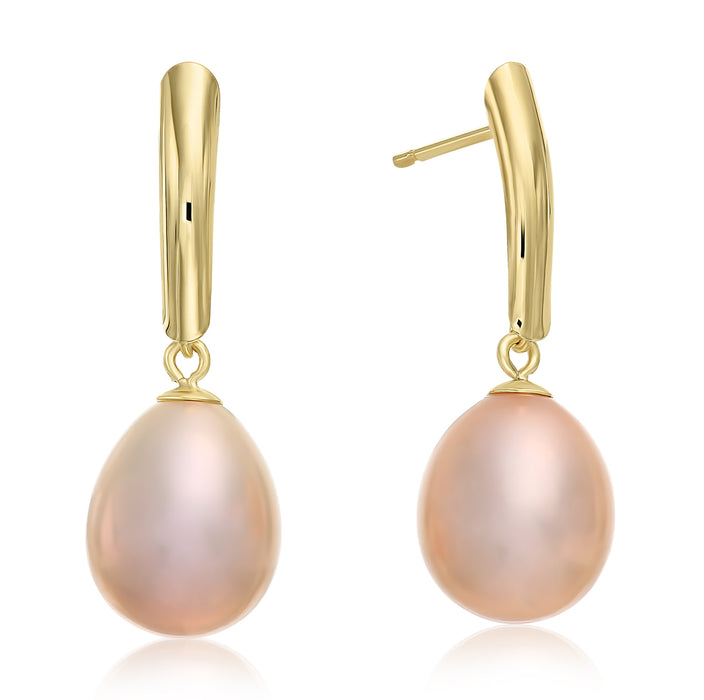 14k Solid White Gold Pearl Drop Earrings with Butterfly Backings