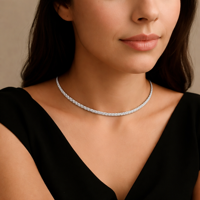 Sterling Silver Twisted Rope Snake Chain Necklace
