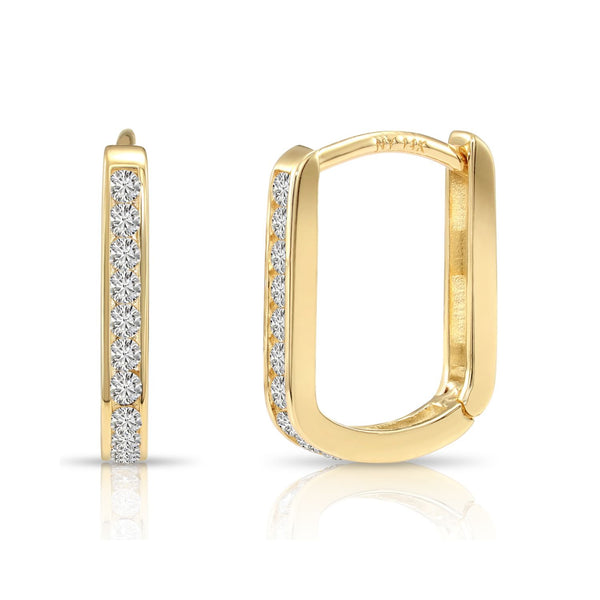 14K Gold Lab Diamond Oval Huggie Earrings, 0.25 CTW