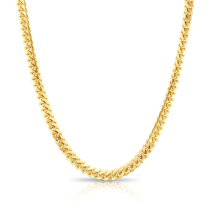 14K Solid Yellow Gold Miami Cuban Link Chain - 7 MM