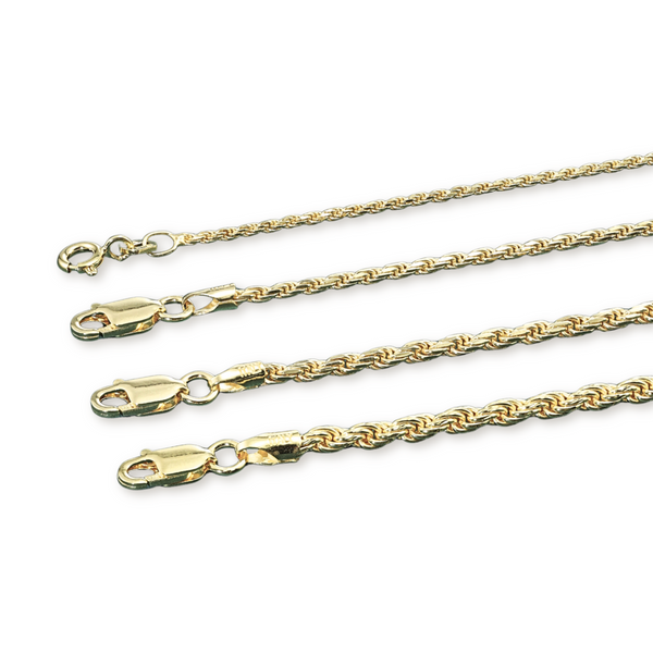 925 Sterling Silver Rope Chain - Gold Plated