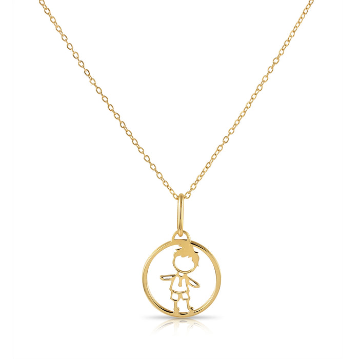 14K Yellow Gold Little Boy Pendant Necklace