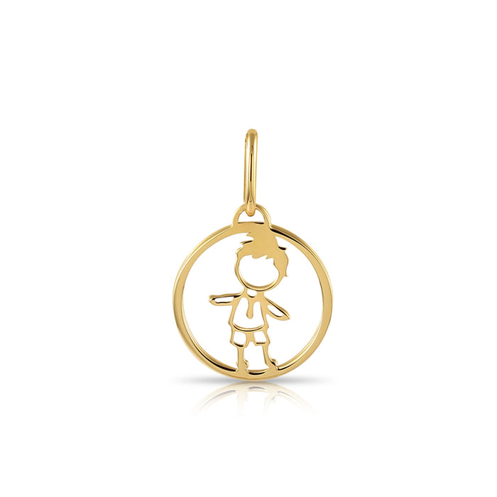 14K Yellow Gold Little Boy Pendant Necklace