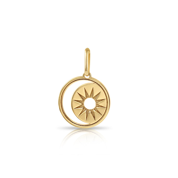 14K Yellow Gold Star and Moon Pendant Necklace