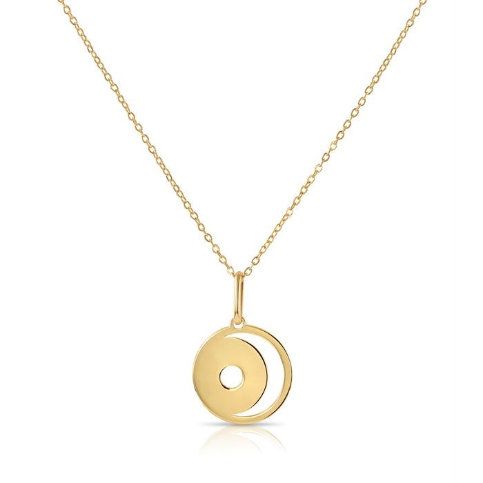 14K Yellow Gold Star and Moon Pendant Necklace