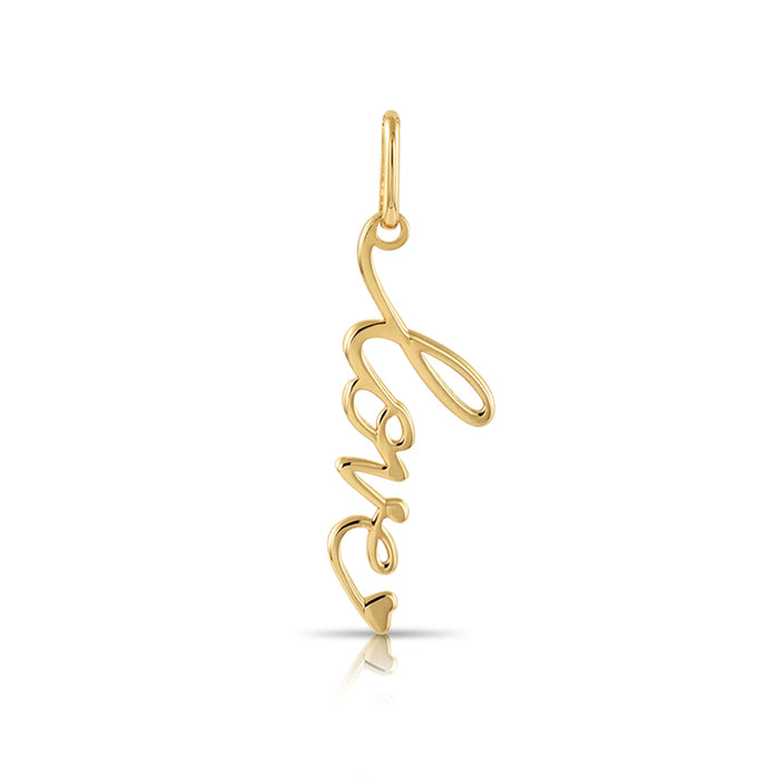 14K Yellow Gold Scripted Love Pendant Necklace