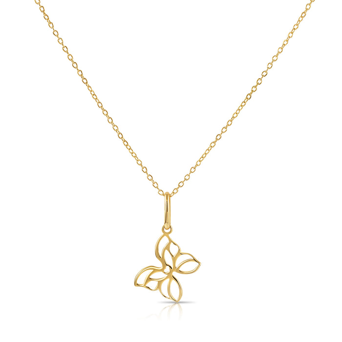 14K Yellow Gold Butterfly Pendant Necklace