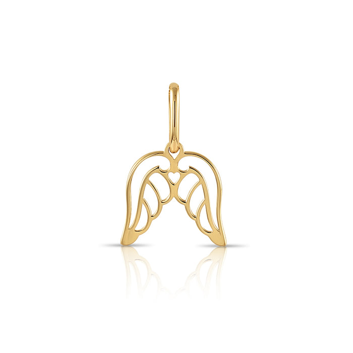 14K Yellow Gold Angel Wings Pendant Necklace