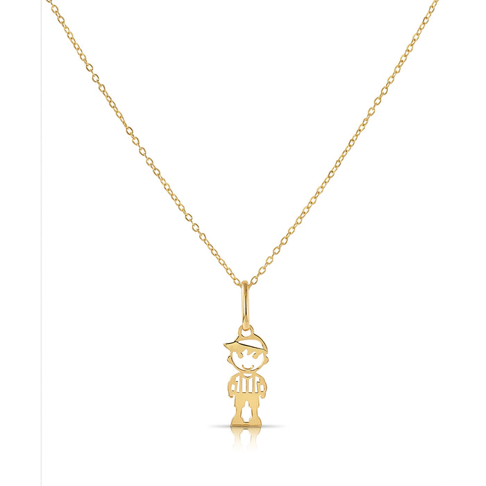 14K Yellow Gold Little Boy Pendant Necklace