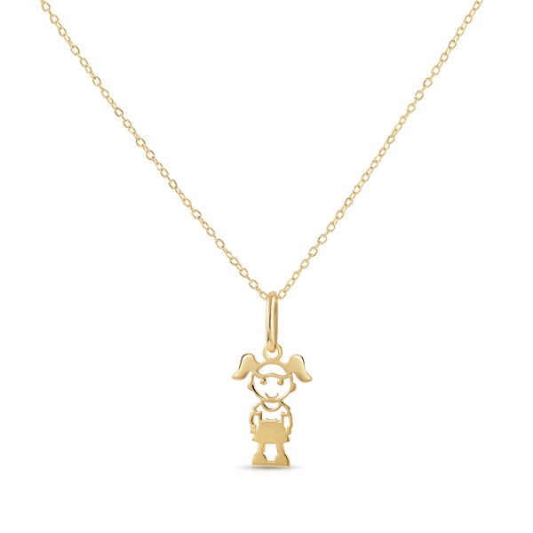 14K Yellow Gold Little Girl Pendant Necklace