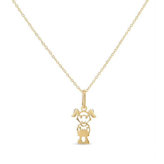 14K Yellow Gold Little Girl Pendant Necklace