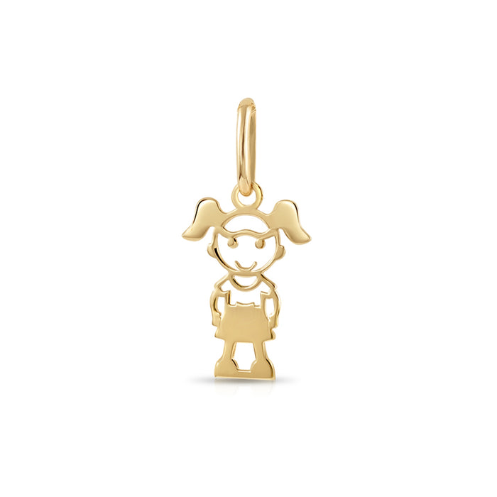 14K Yellow Gold Little Girl Pendant Necklace