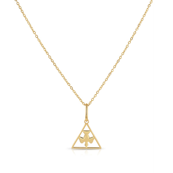 14K Yellow Gold Holy Spirit Dove Pendant Necklace