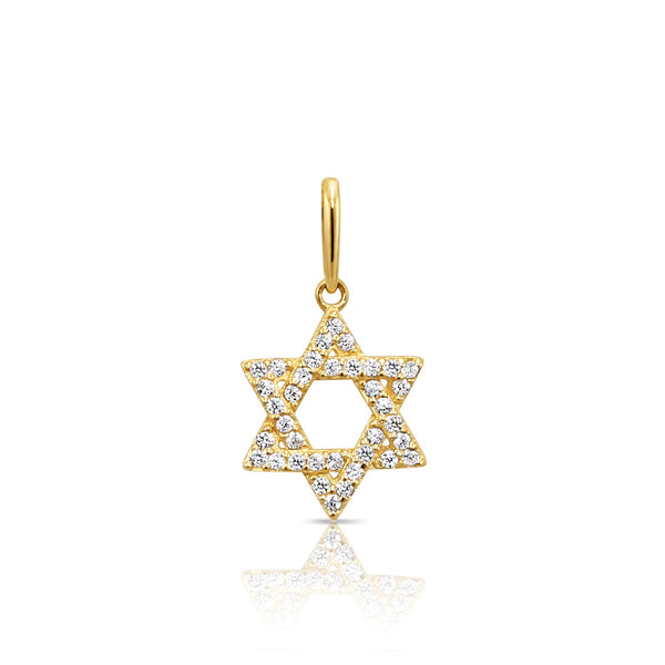 14K Yellow Gold Cubic Zirconia Star Of David Pendant