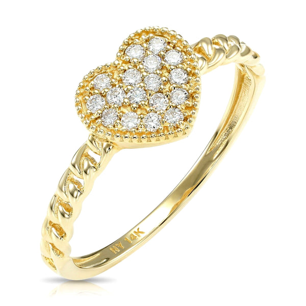 14K Gold Lab Diamond Stackable Heart Ring