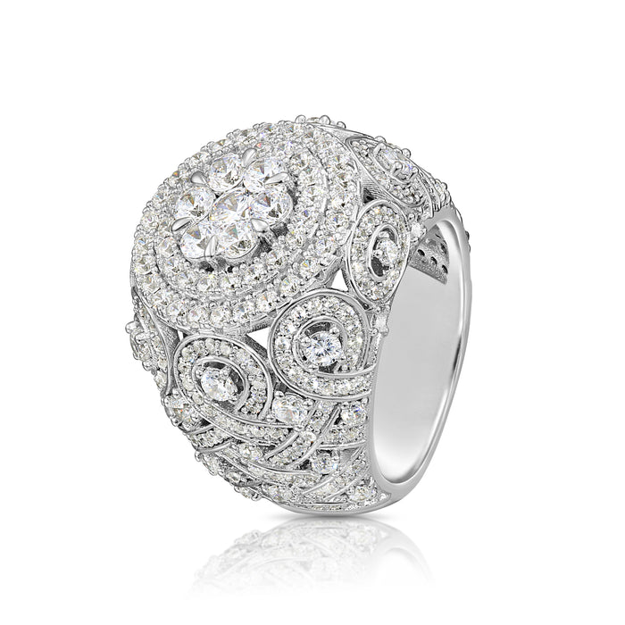 Solid Silver Mens Ring with CZ Stones