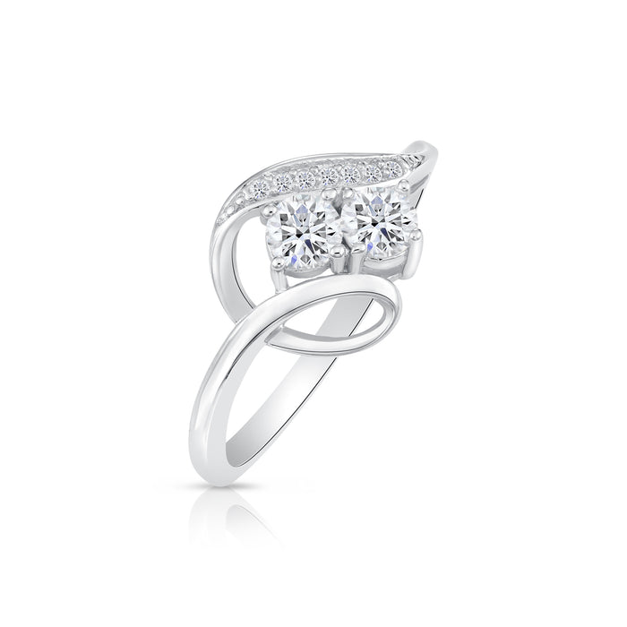925 Sterling Silver Two Stone CZ Engagement Ring