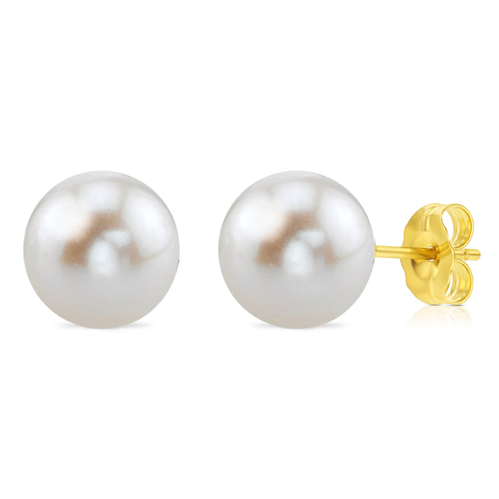 14K Yellow Gold Freshwater Cultured Pearl Stud Earring Pushback