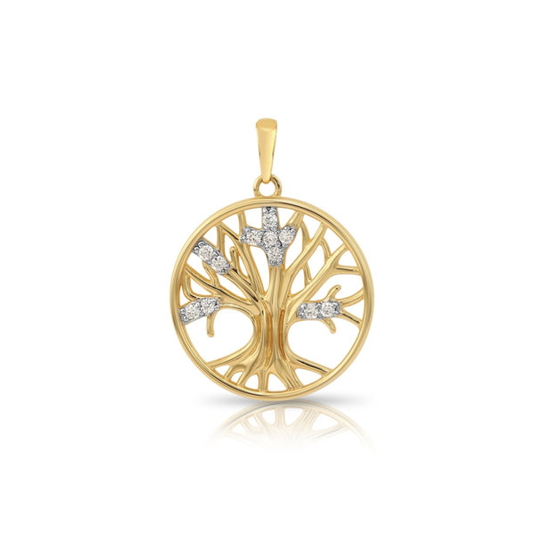 14K Yellow Gold Lab Diamond Tree of Life Pendant