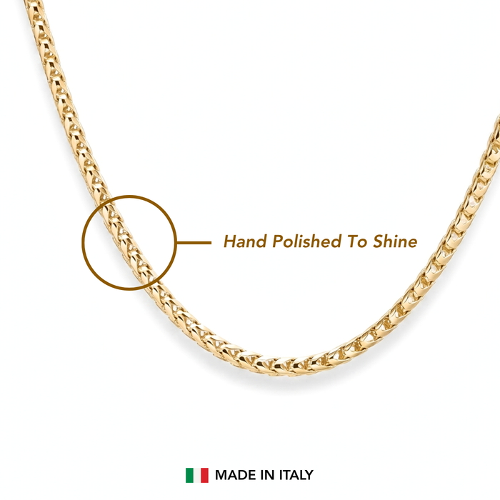 14k Gold Plated Italian Franco Chains, Solid Sterling Silver, With Lobster Lock