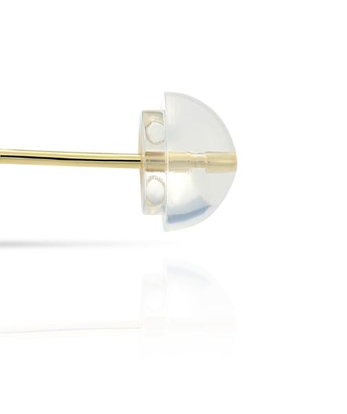 14K Yellow Gold Square CZ Stud Earrings - Silicon Backs