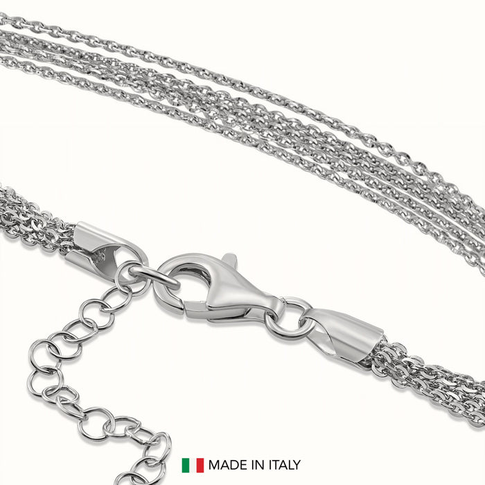 925 Sterling Silver Italian Multi-Row Cable Chain Bracelet, Adjustable 7"-8"